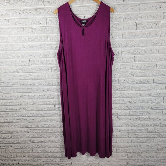 Catherines Womens Dress 4X Plus Sleeveless Shift Midi Purple Rayon PUR1E - Picture 1 of 10